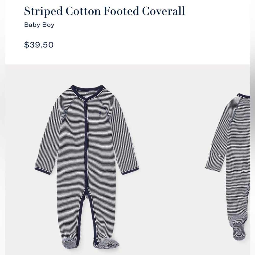 Ralph Lauren Striped Cotton Footed Coverall